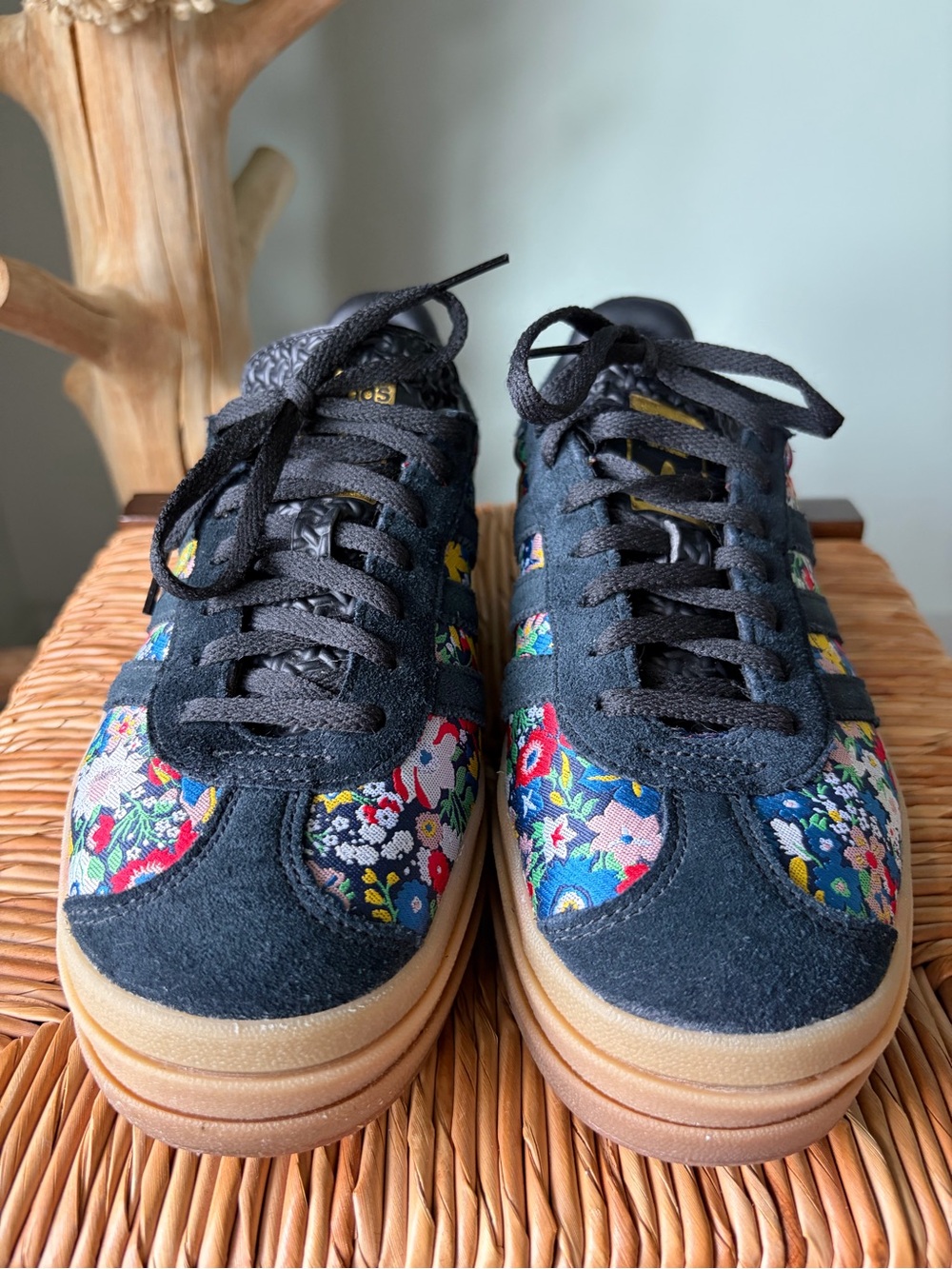 adidas Liberty London Women’s Floral Suede Sneakers - Black & Multicolor - Picture 2 of 7